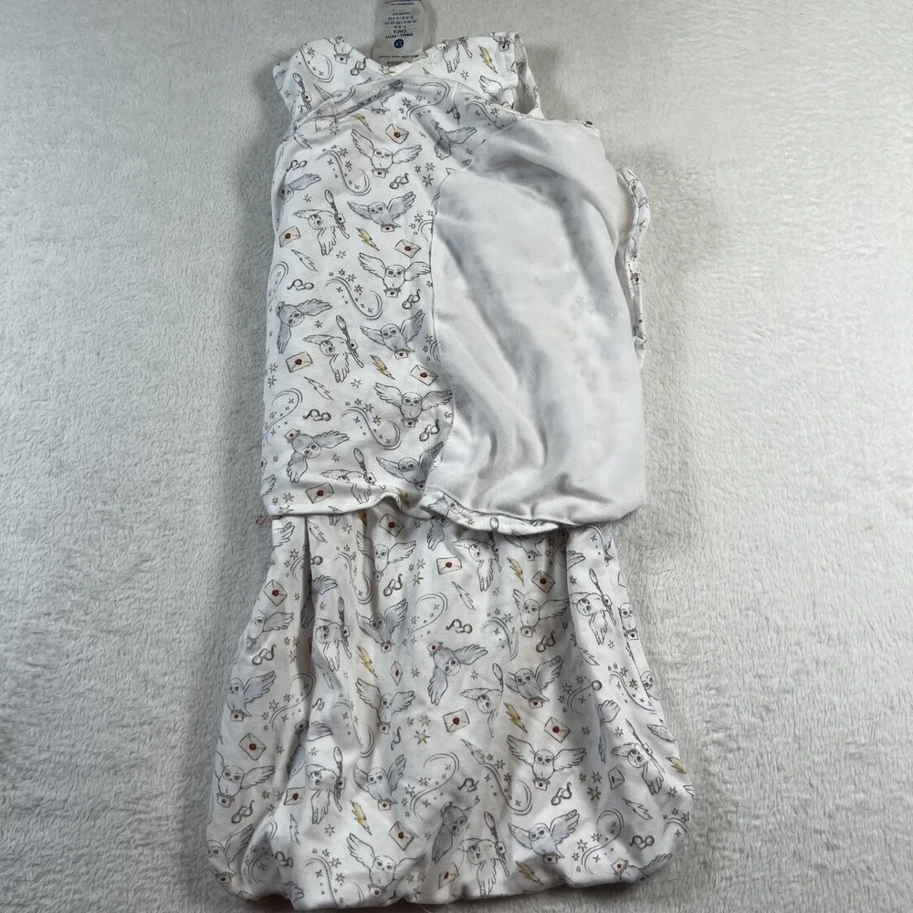 Halo SleepSack Swaddle Gown 3-6 Months White Harry Potter Hedwig Zip Blanket